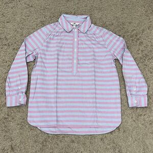 Vineyard Vines Women's Popover Striped Top Shirt Pink Blue Long Sleeve Size 2